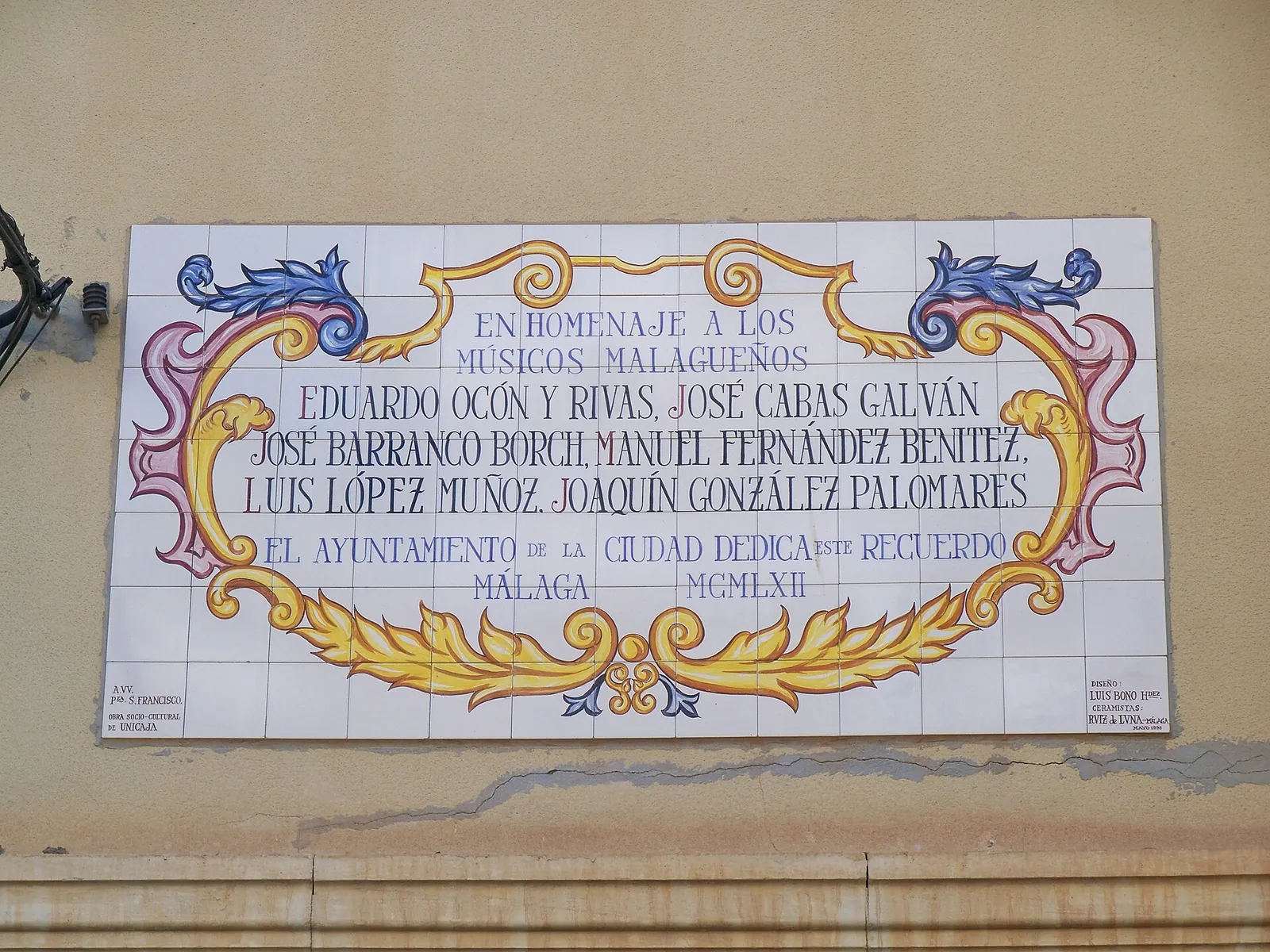 Placa a los Músicos Malagueños