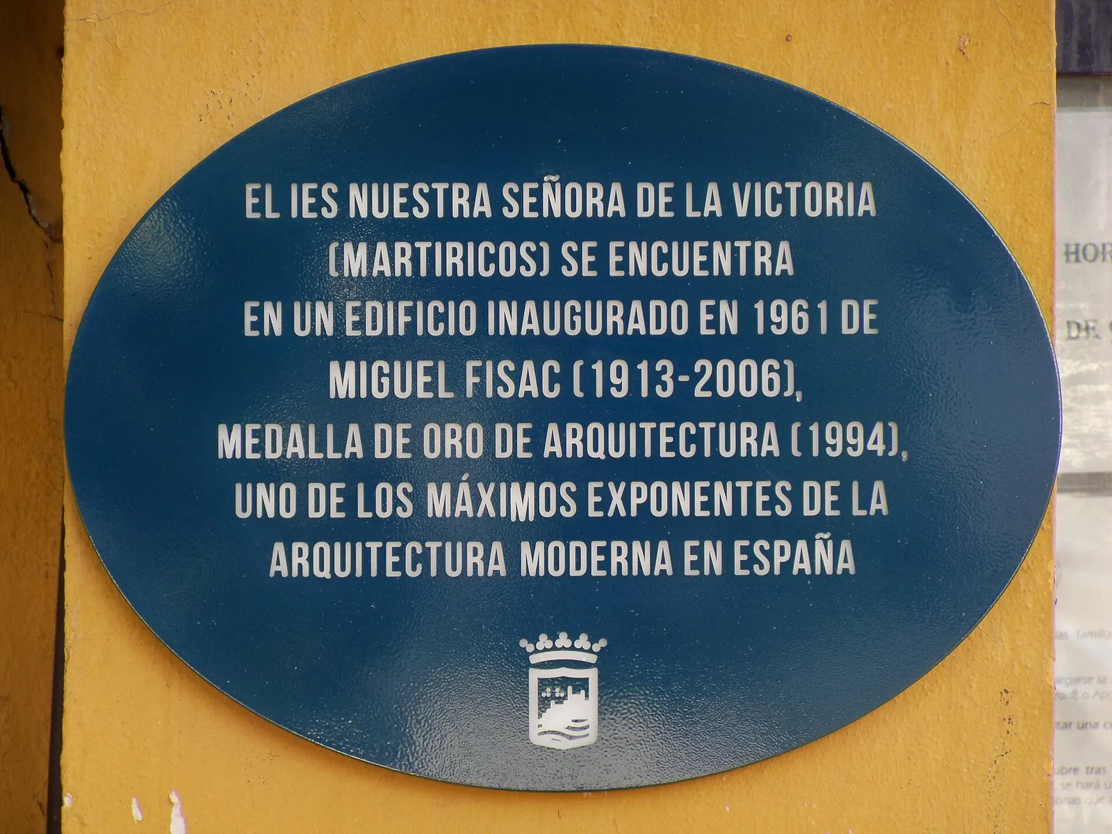 Placa al Instituto de Educación Secundaria Nuestra Señora de la Victoria