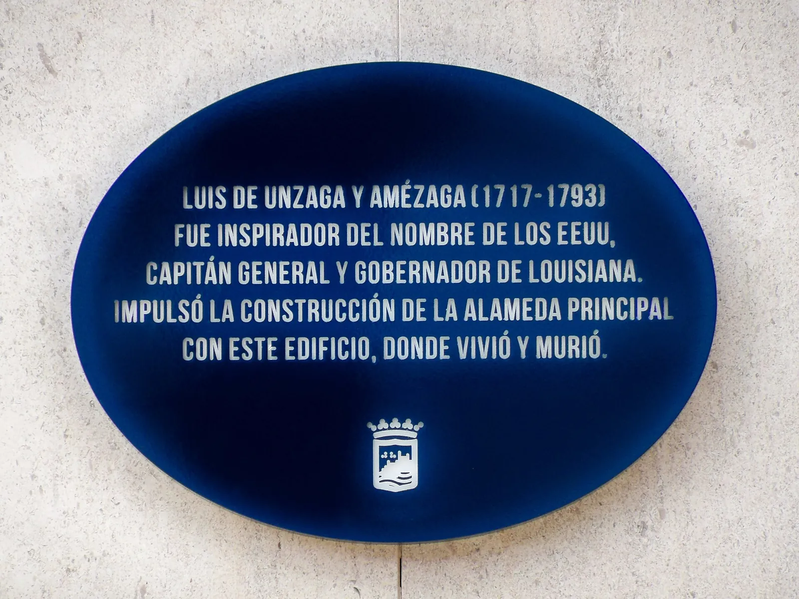 Placa a Luis de Unzaga y Amézaga
