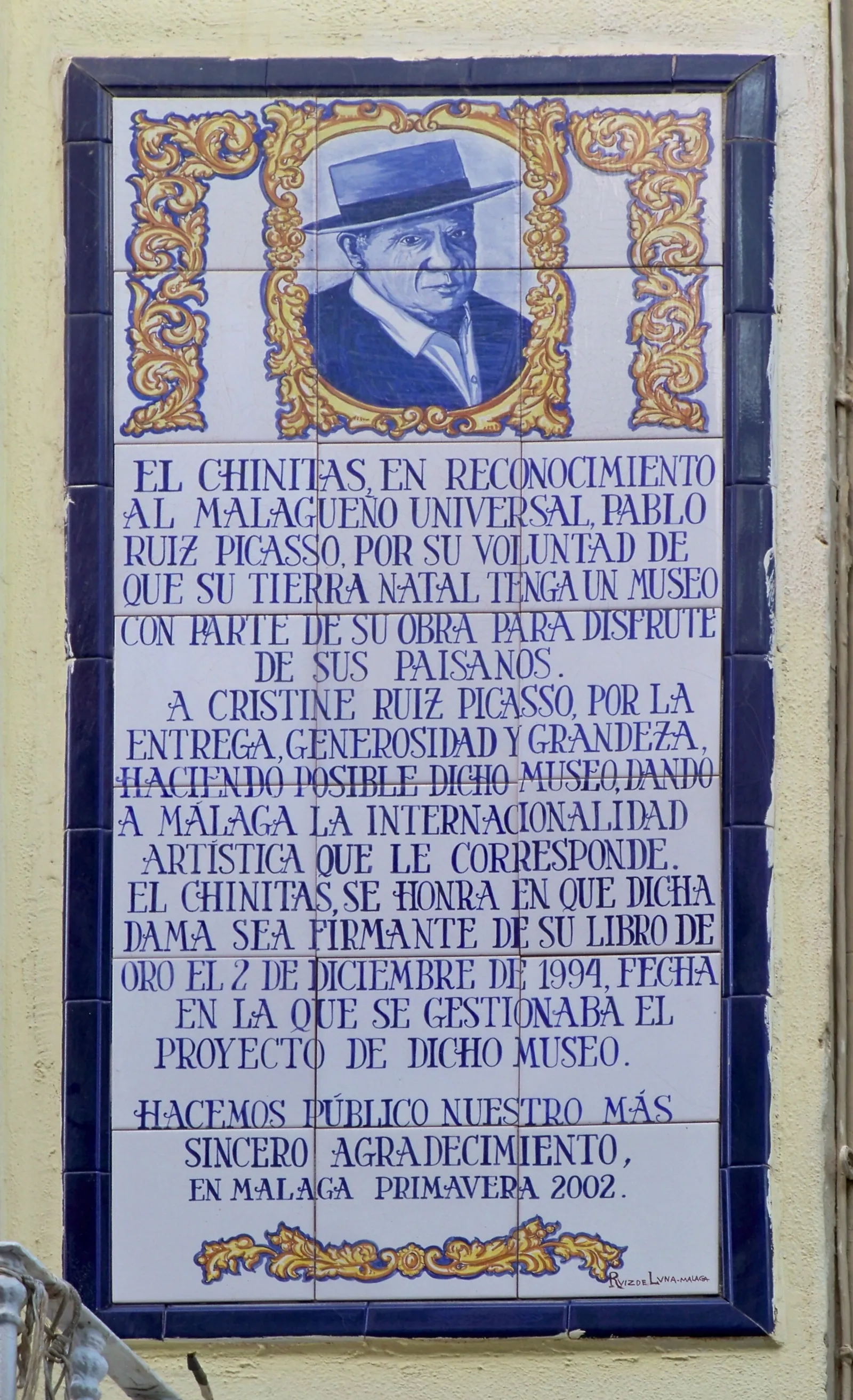Placa a Pablo Picasso y Cristine Ruiz Picasso