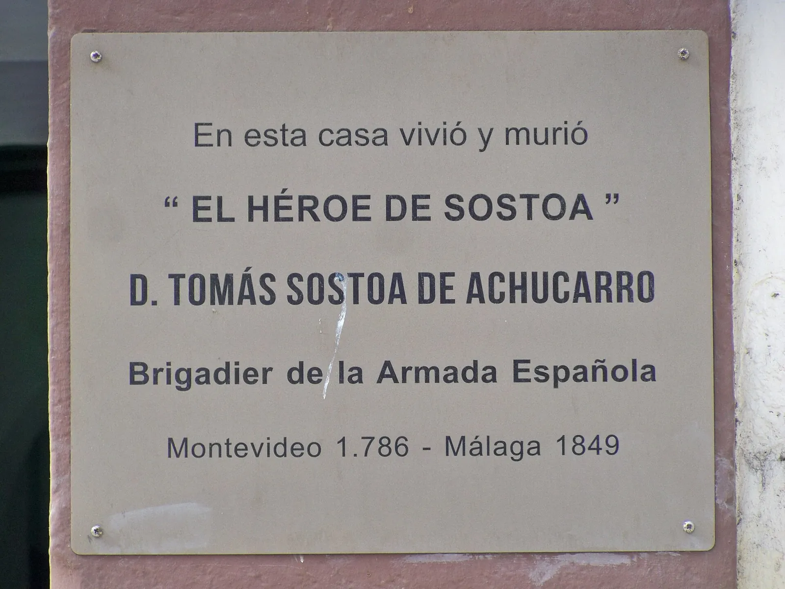 Placa a Tomás de Sostoa y Achúcarro