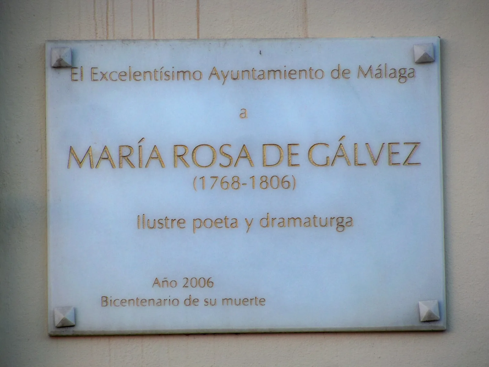 Placa a María Rosa de Gálvez