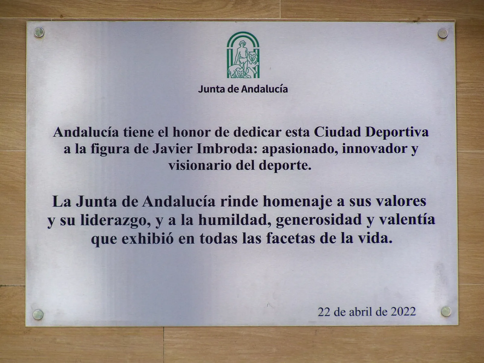 Placa a Javier Imbroda