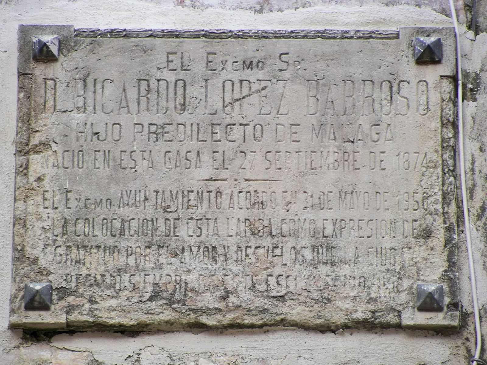 Placa a Ricardo López Barroso