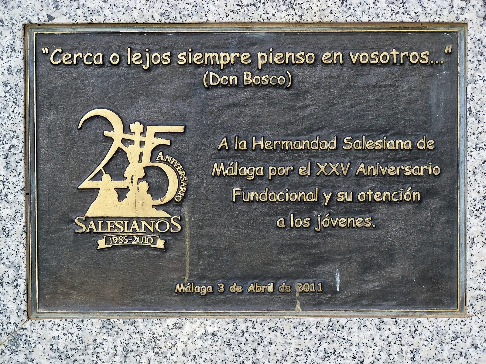 Placa a la Hermandad Salesiana de Málaga