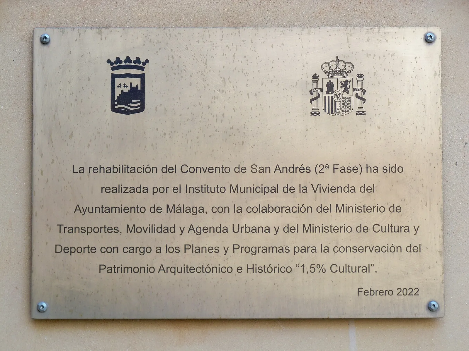 Placa a la Rehabilitación del Convento de San Andrés