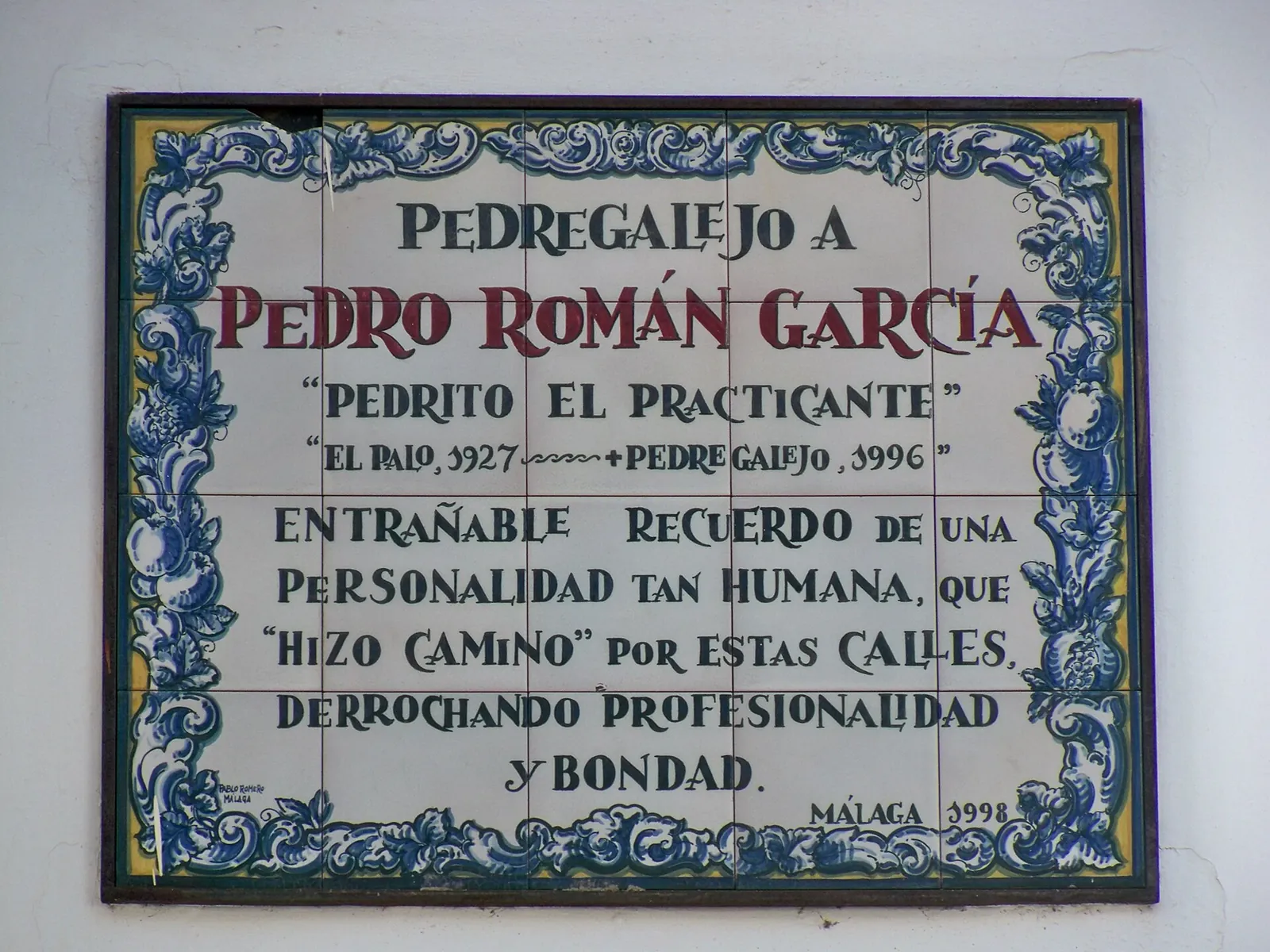 Placa a Pedro Román García