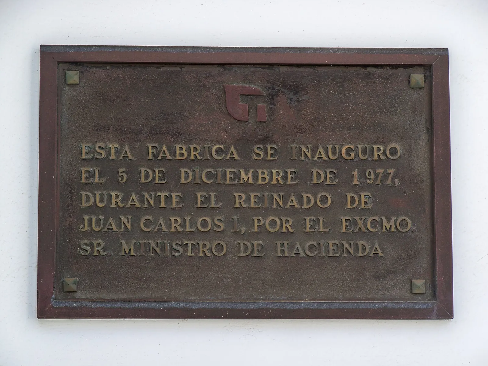 Placa a la Inauguración de la Fábrica de Tabacalera