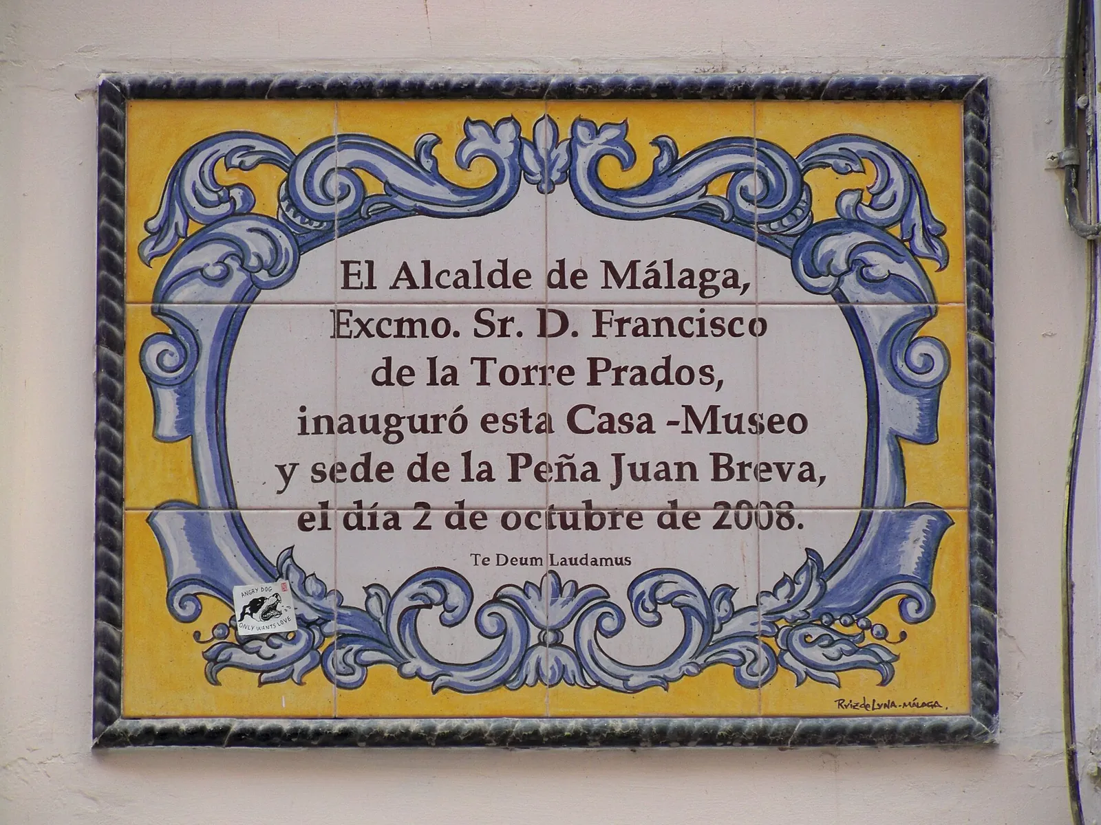 Placa a la Inauguración de la Casa-Museo y Sede de la Peña Juan Breva