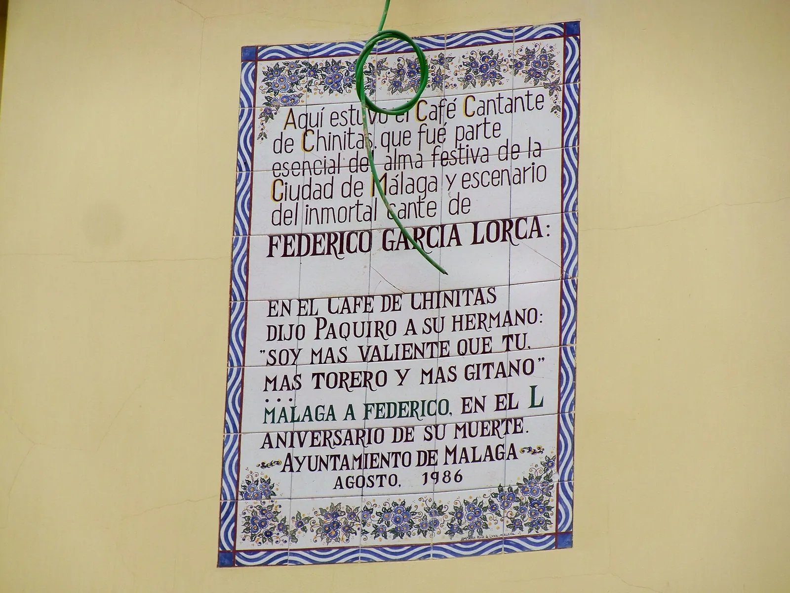 Placa a Federico García Lorca