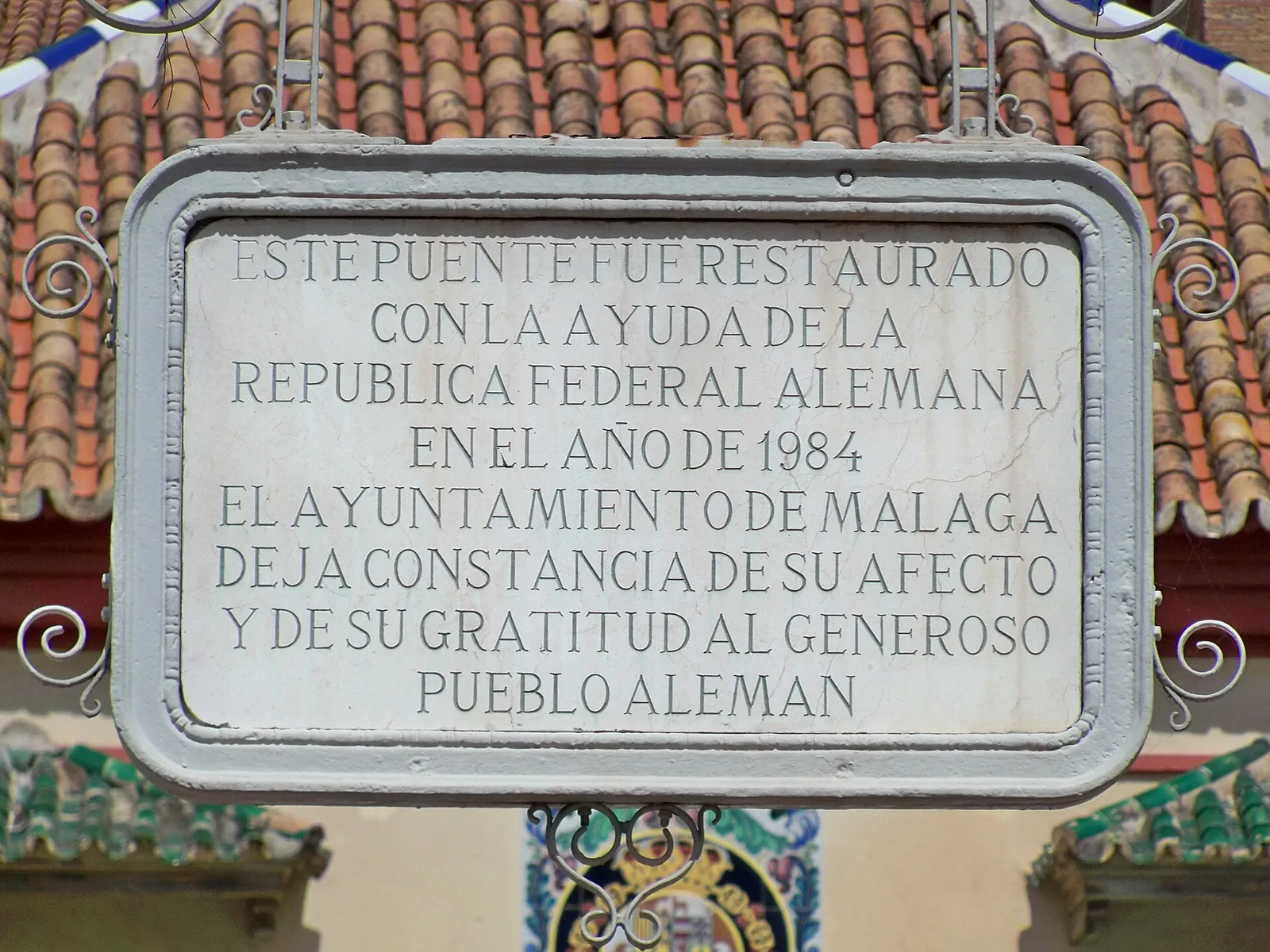 Placa a la Restauración del Puente de los Alemanes