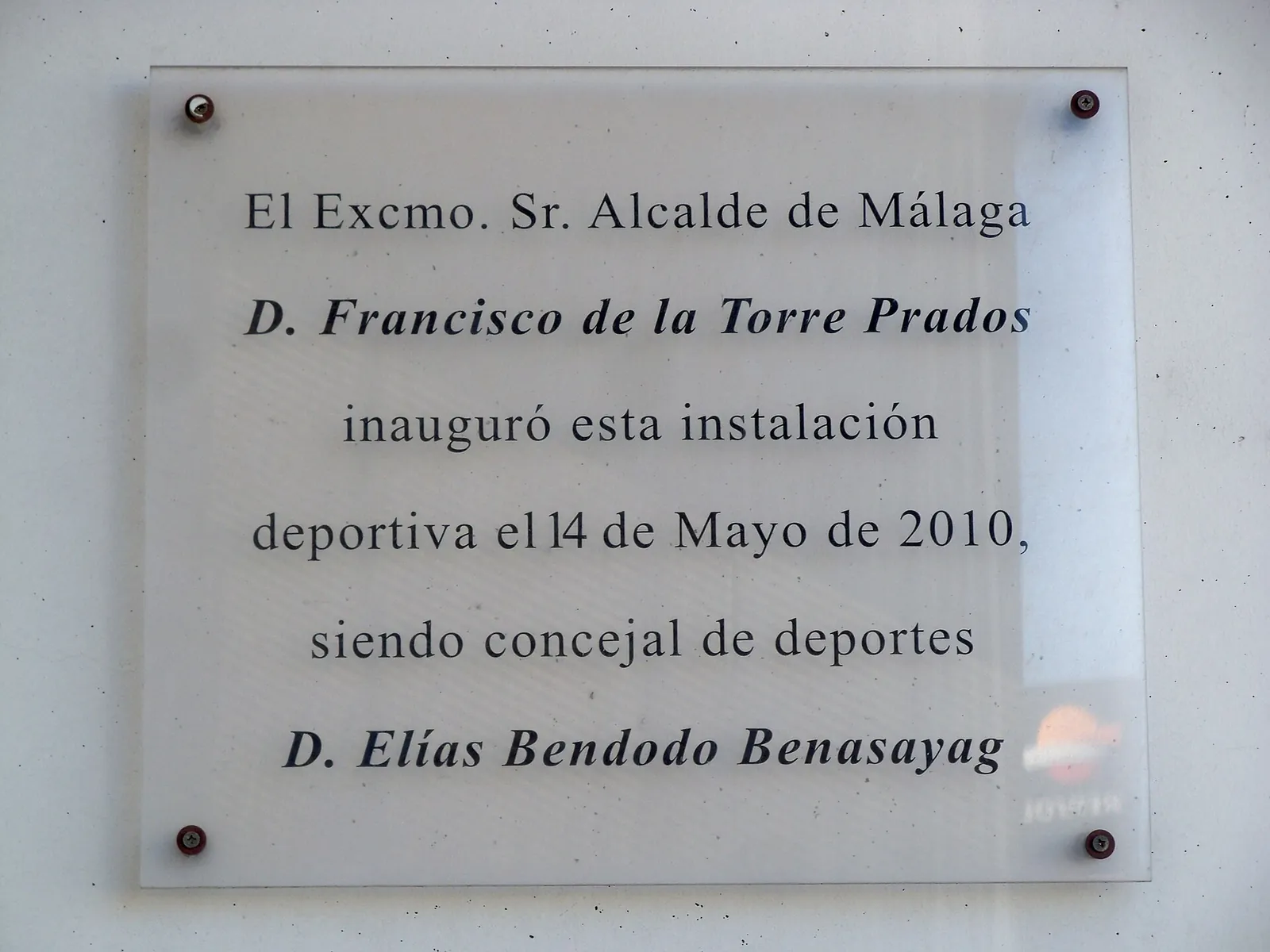 Placa a la Inauguración del Campo de Fútbol Julián Torralba