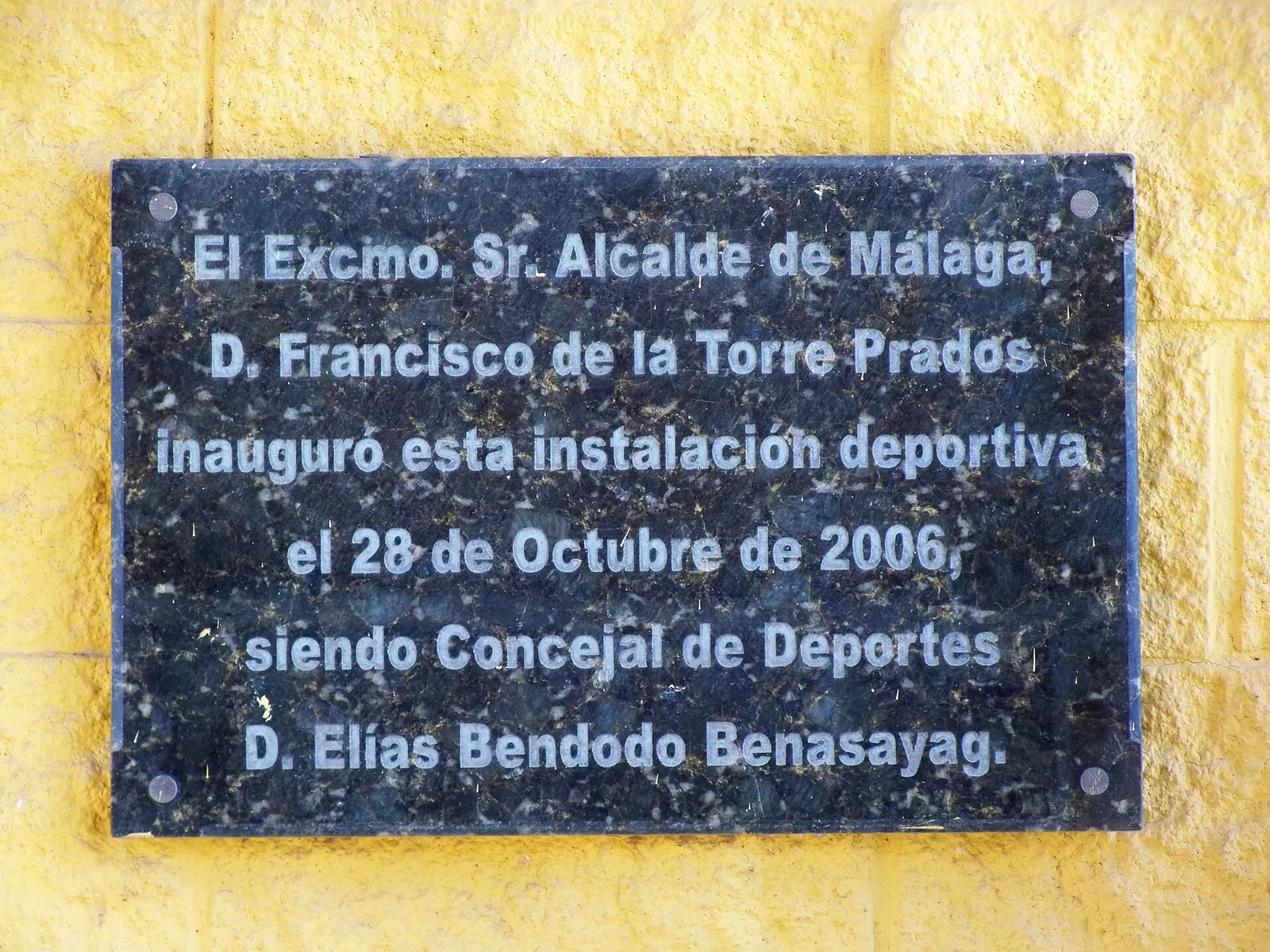 Placa a la Inauguración del Campo de Fútbol de Carlinda