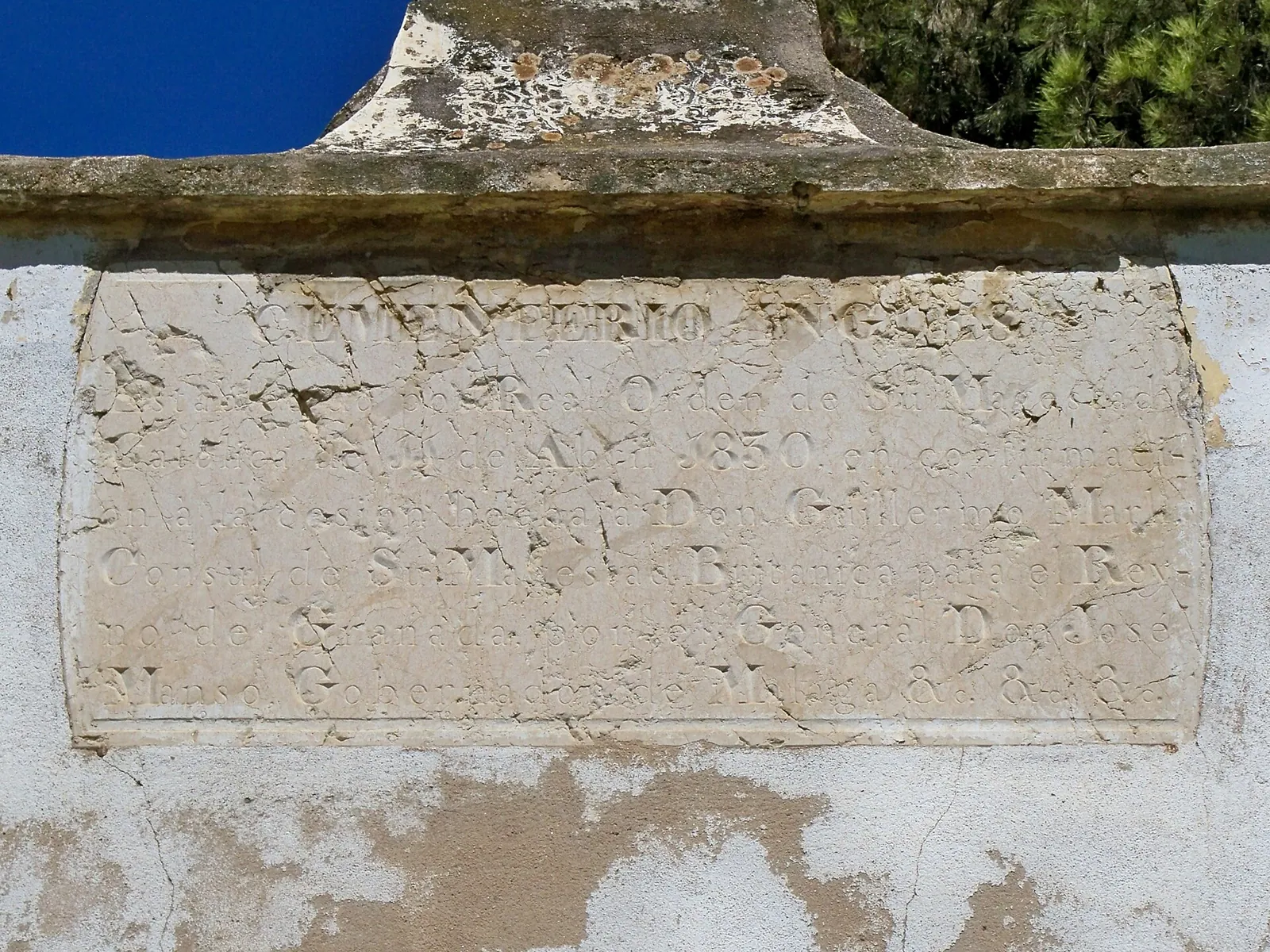 Placa a la Inauguración del Cementerio Inglés