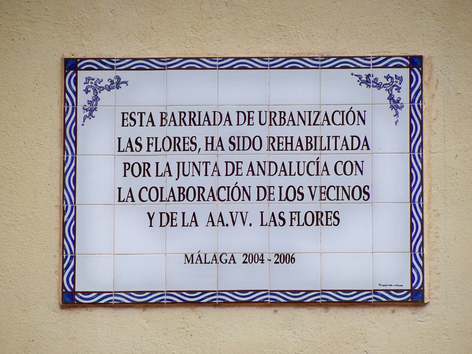 Placa a la Rehabilitación de la Urbanización Las Flores