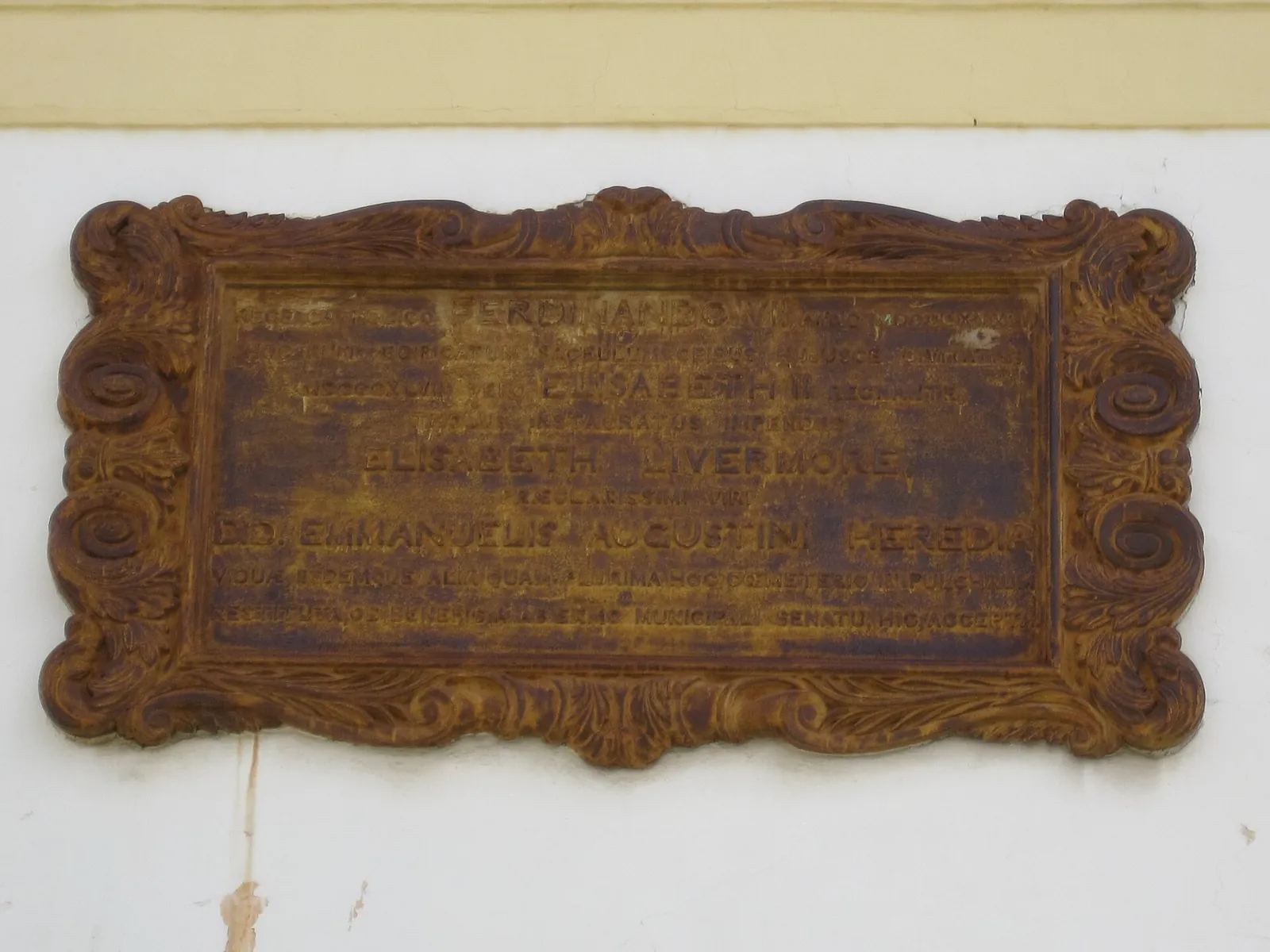 Placa a la Inauguración de la Capilla de Santa Isabel de Hungría