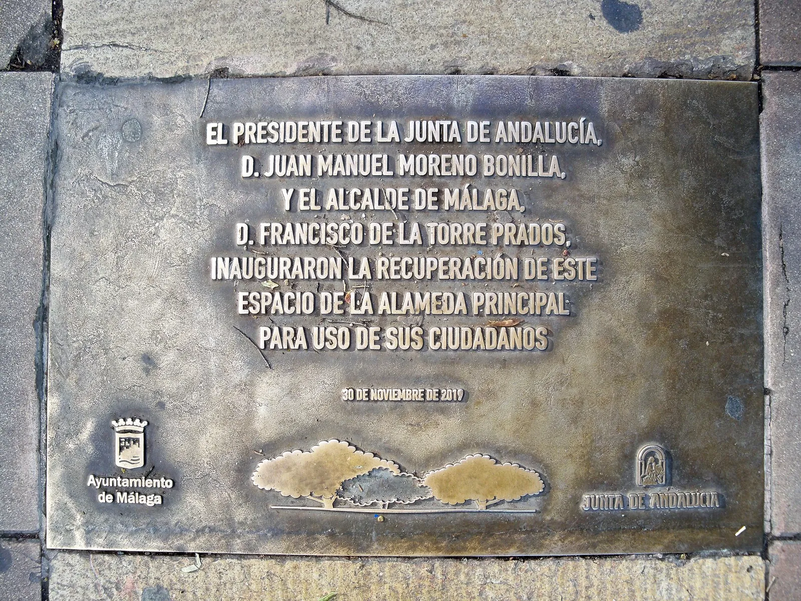 Placa a la Recuperación de la Alameda Principal