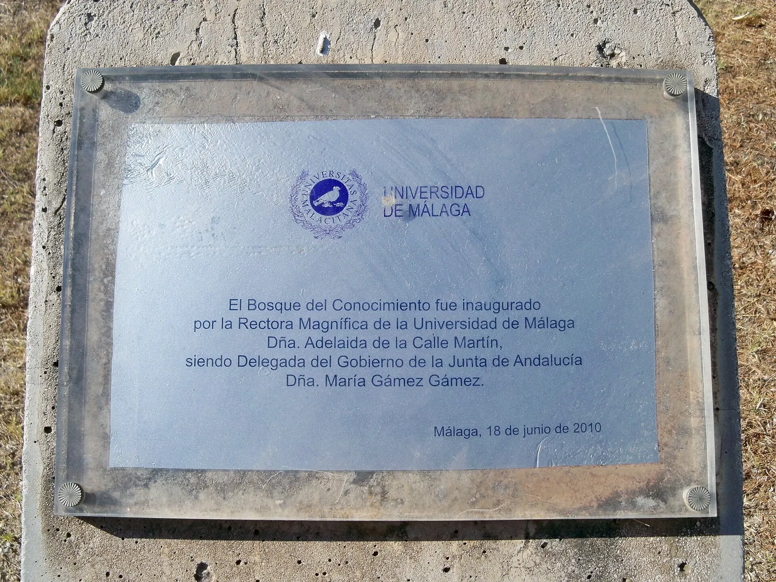 Placa a la Inauguración del Bosque del Conocimiento
