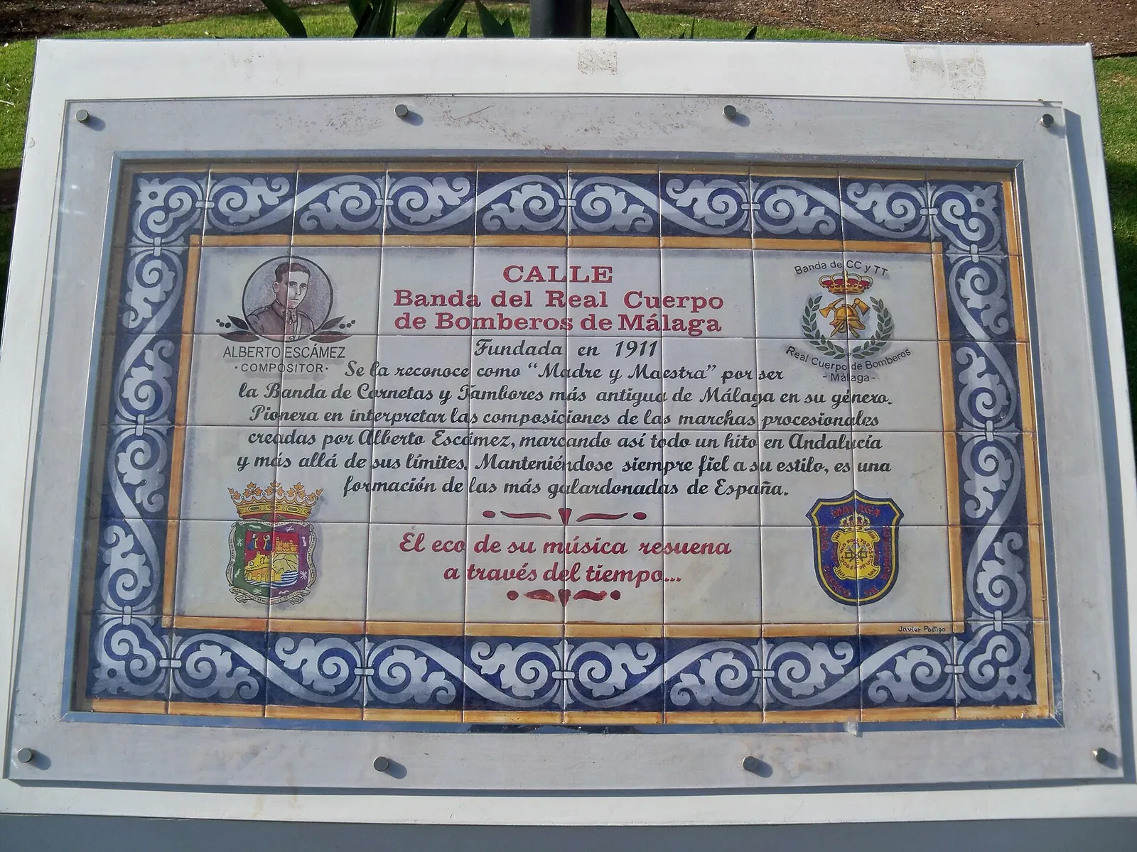 Placa a la Banda del Real Cuerpo de Bomberos de Málaga