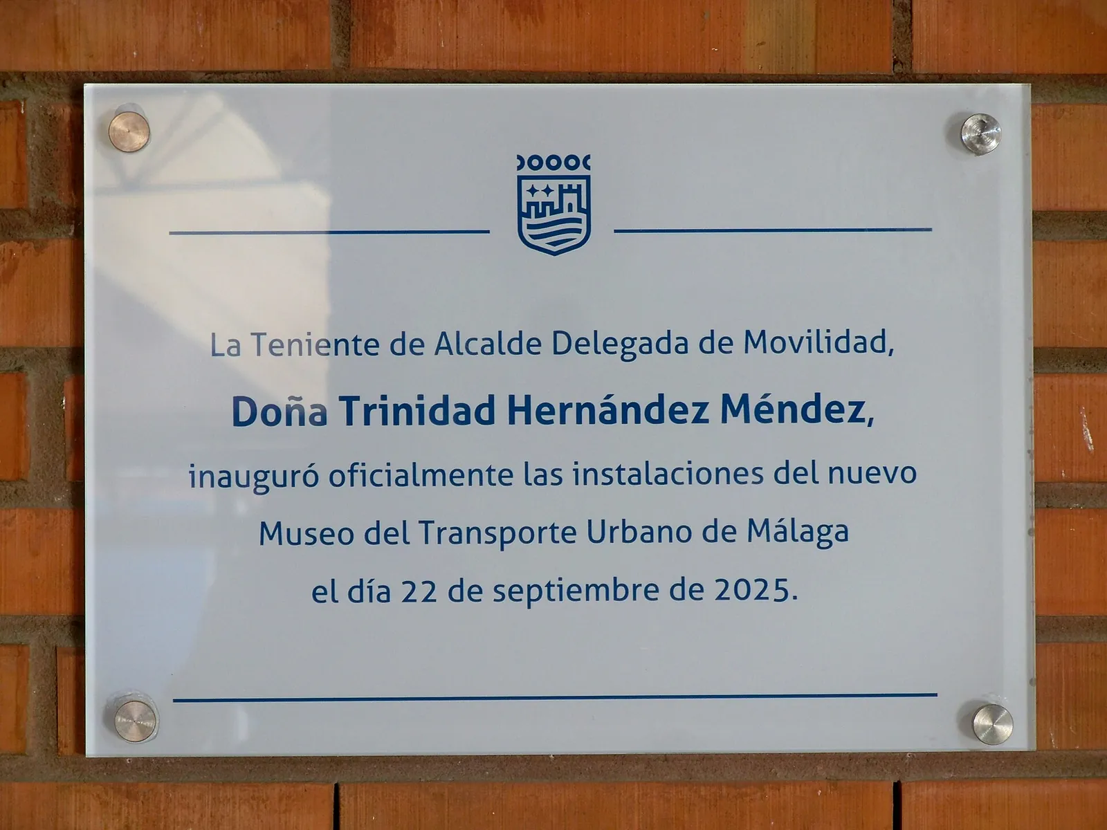 Placa a la Inauguración del Museo del Transporte Urbano de Málaga