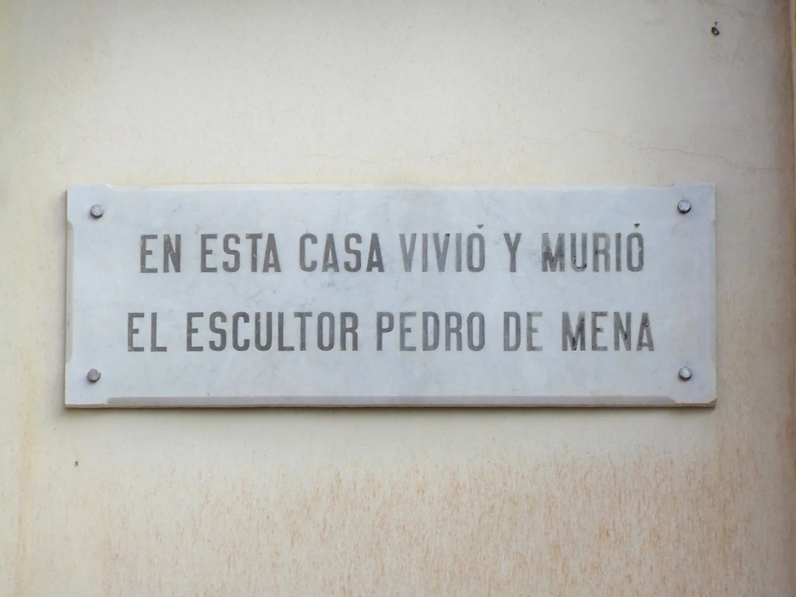 Placa a Pedro de Mena